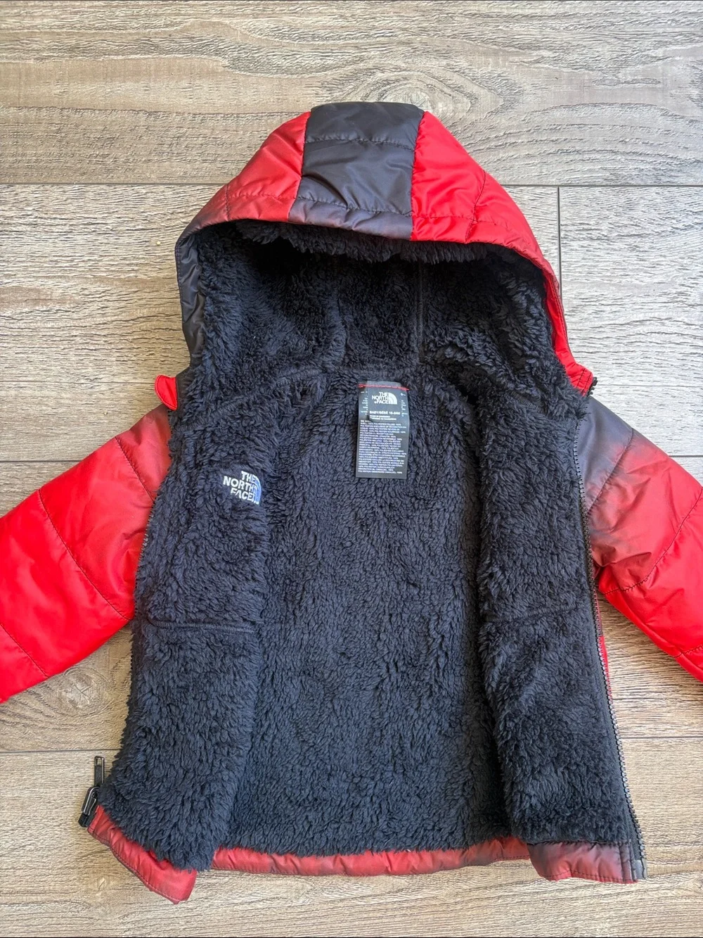 The North Face Reversible Mount Chimbo Full Zip Hooded Jacket Fiery Red Dip Dye